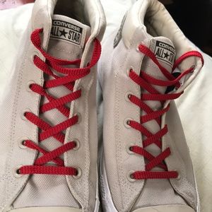 Converse Chuck Taylor’s, burlap and red